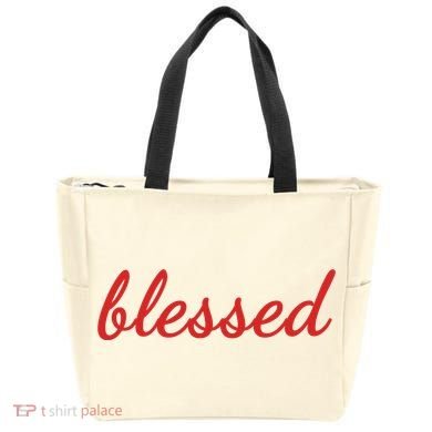 Blessed Red Christian Tote Bag