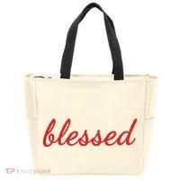 Blessed Red Christian Tote Bag thumb 0