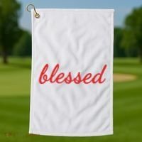 Blessed Red Christian Golf Towel thumb 1