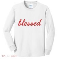 Blessed Red Christian Kids Long Sleeve Shirt thumb 0