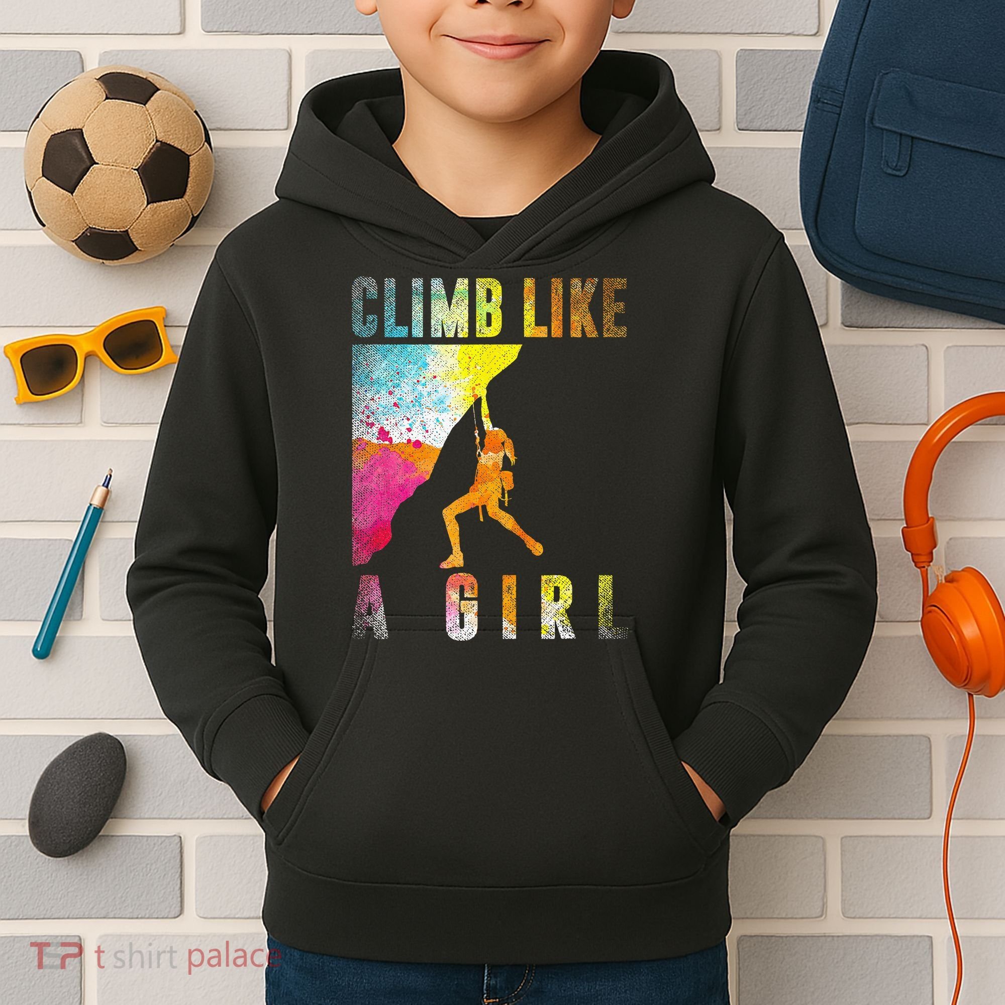 Bouldering Rock Climber Women Kids Rock Climbing Kids Hoodie