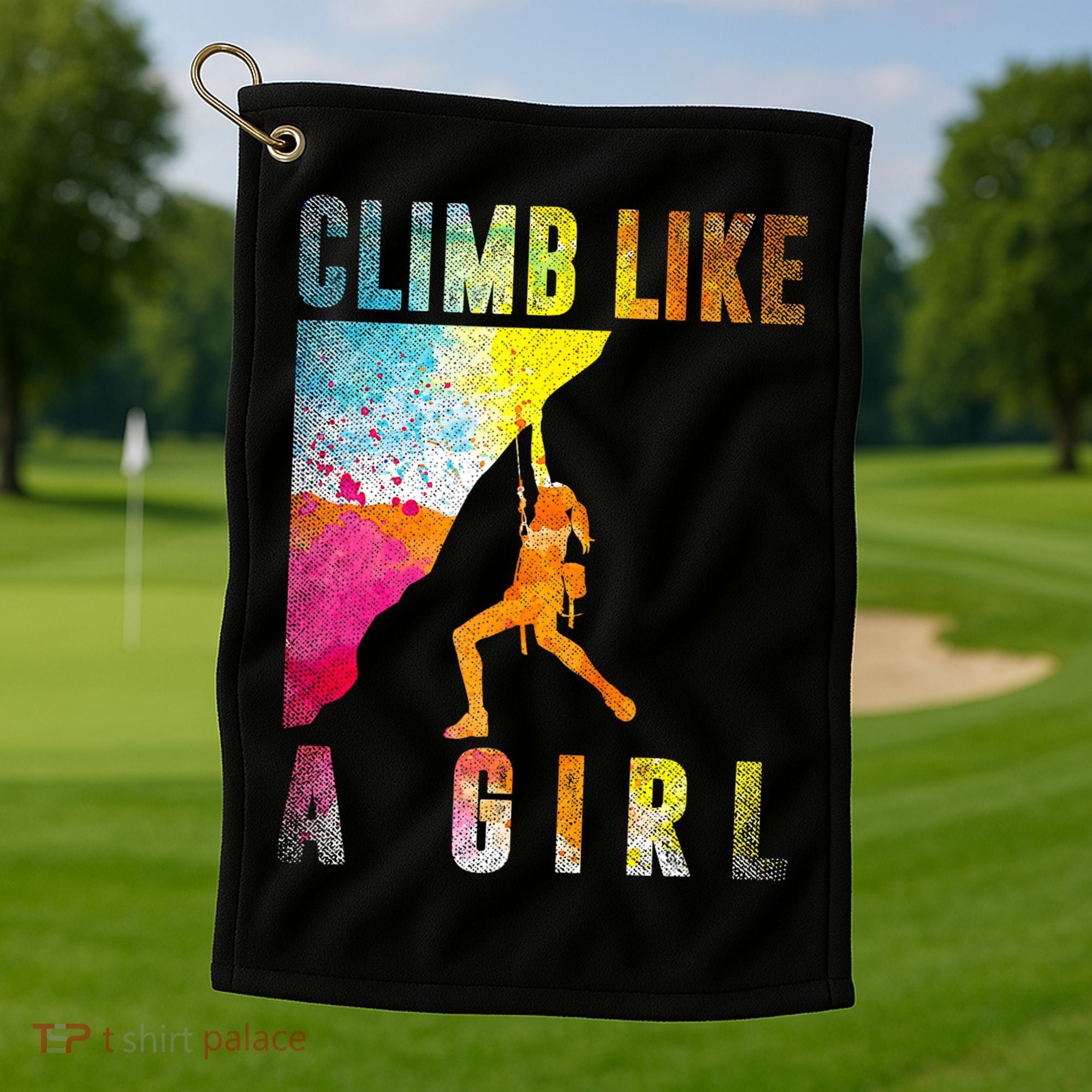 Bouldering Rock Climber   Golf Towel