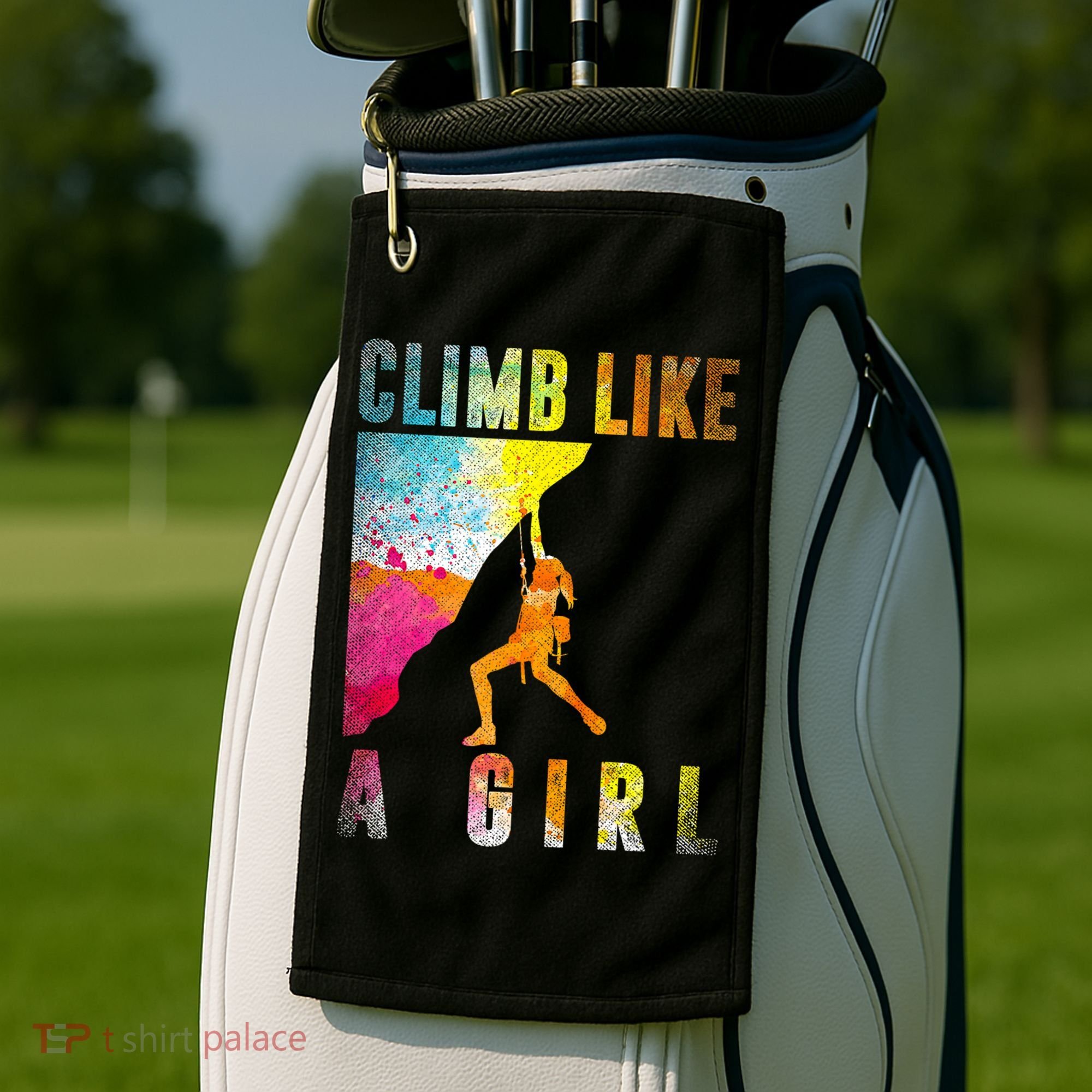Bouldering Rock Climber   Golf Towel