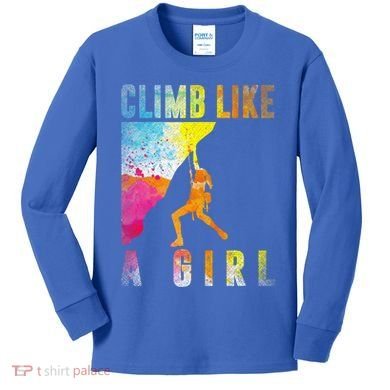 Bouldering Rock Climber   Kids Long Sleeve Shirt