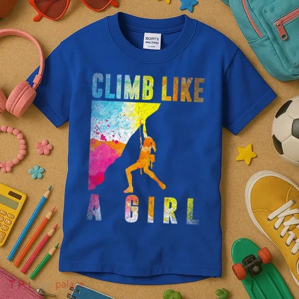 Bouldering Rock Climber   Kids T-Shirt