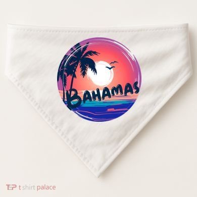 Bahamas Retro Circle USA-Made Doggie Bandana