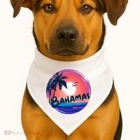 Bahamas Retro Circle USA-Made Doggie Bandana thumb 1
