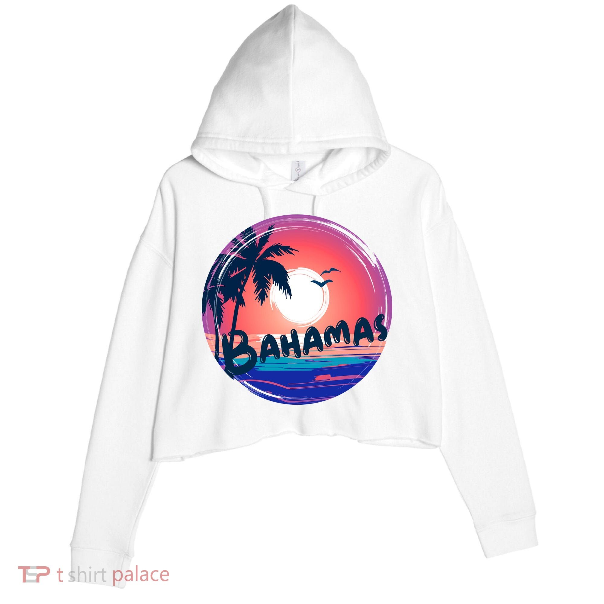 Bahamas Retro Circle Crop Fleece Hoodie