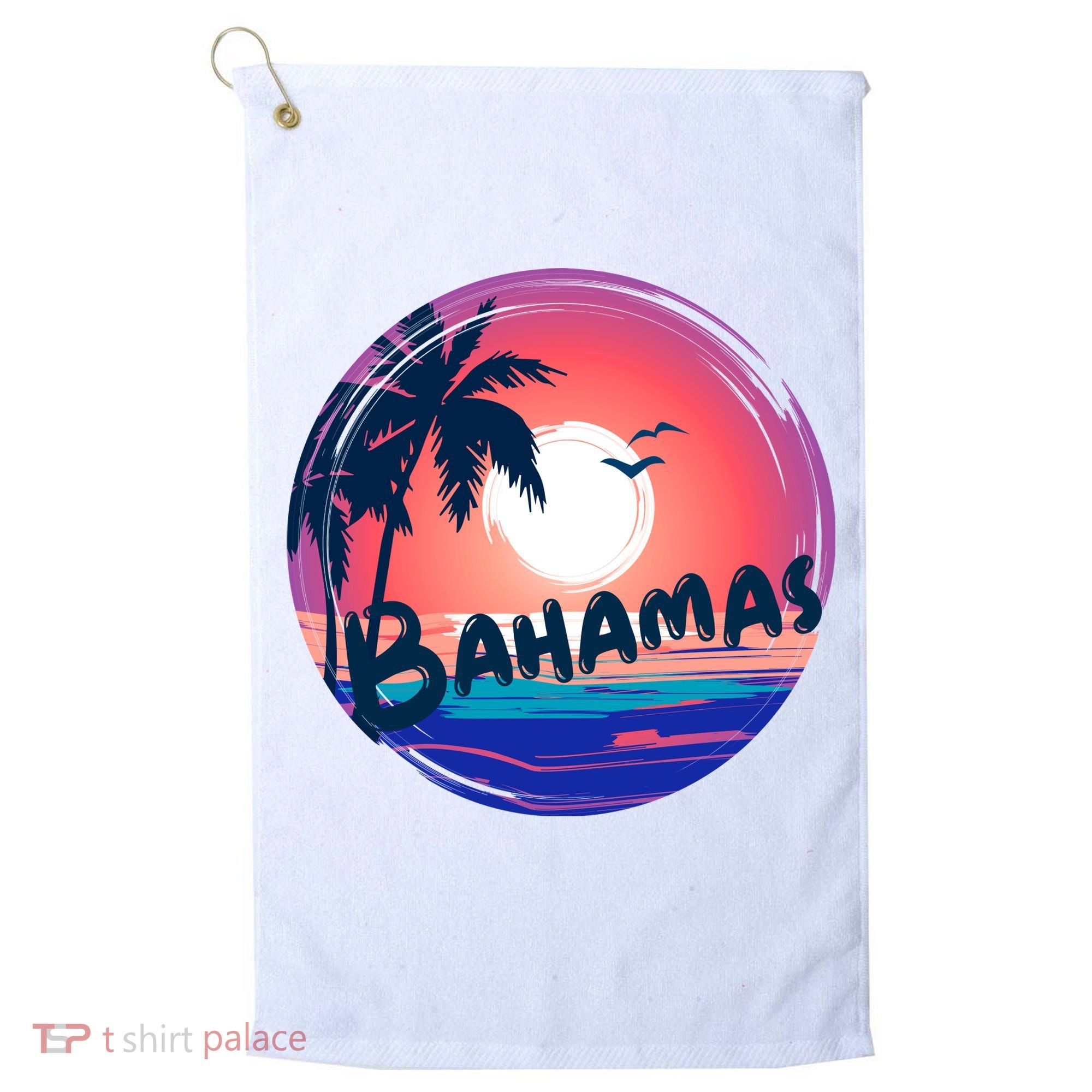 Bahamas Retro Circle Golf Towel