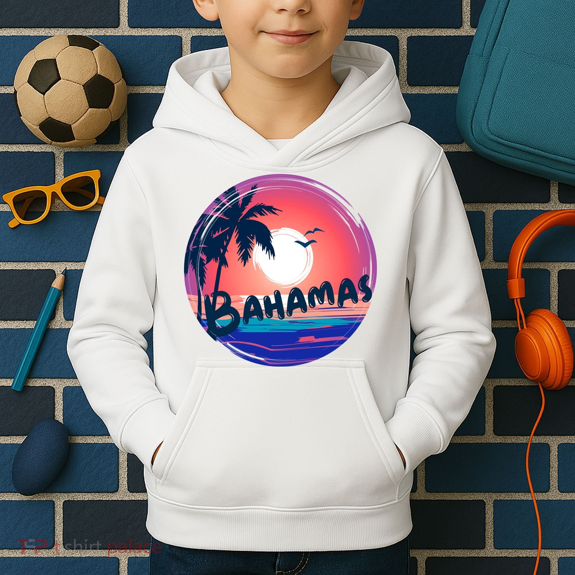 Bahamas Retro Circle Kids Hoodie