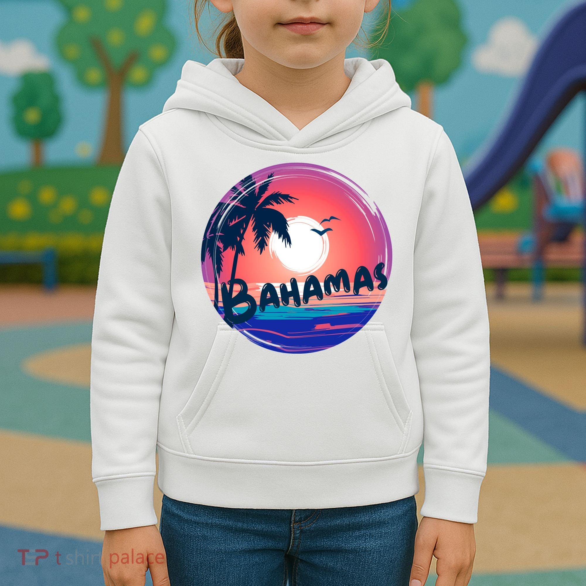 Bahamas Retro Circle Kids Hoodie