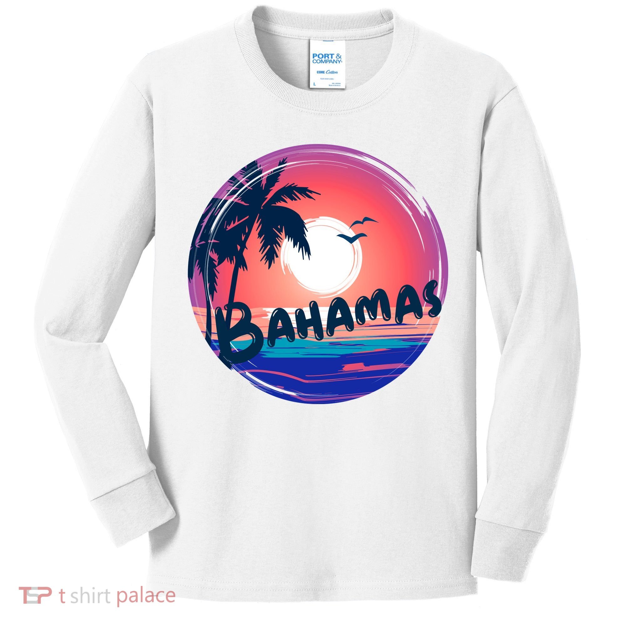 Bahamas Retro Circle Kids Long Sleeve Shirt