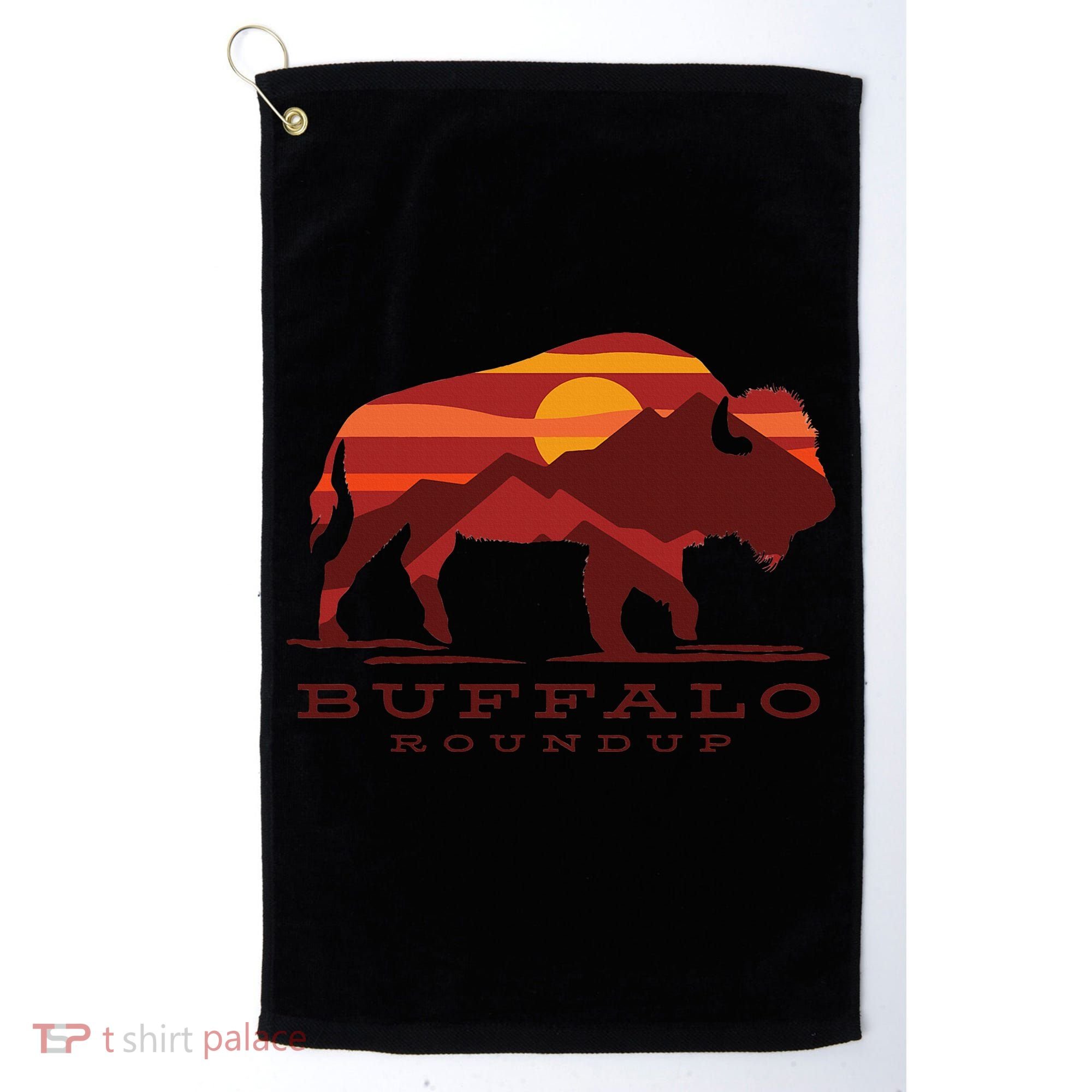 Buffalo Roundup Custer State Park South Dakota Sunset Golf Towel