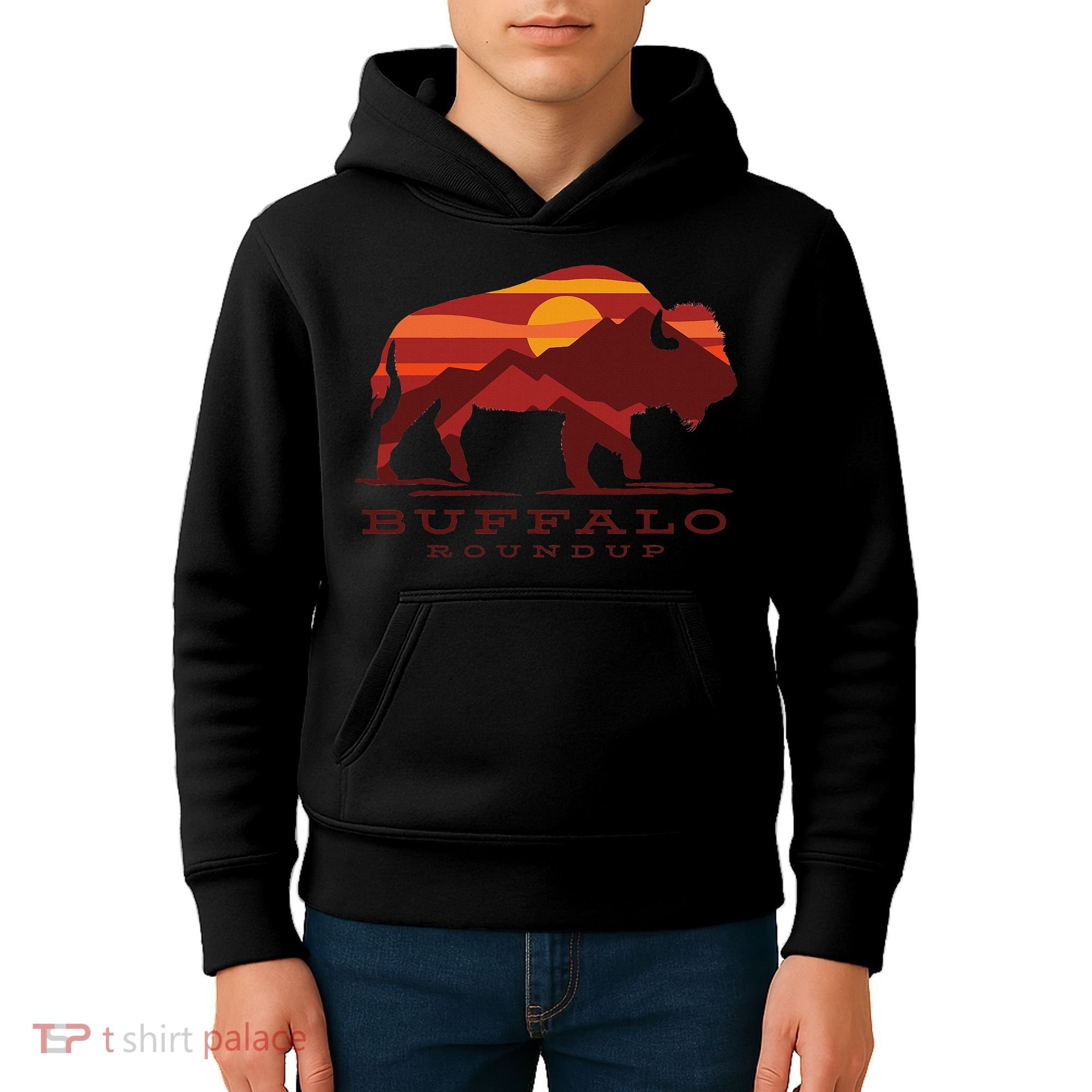 Buffalo Roundup Custer State Park South Dakota Sunset Kids Hoodie