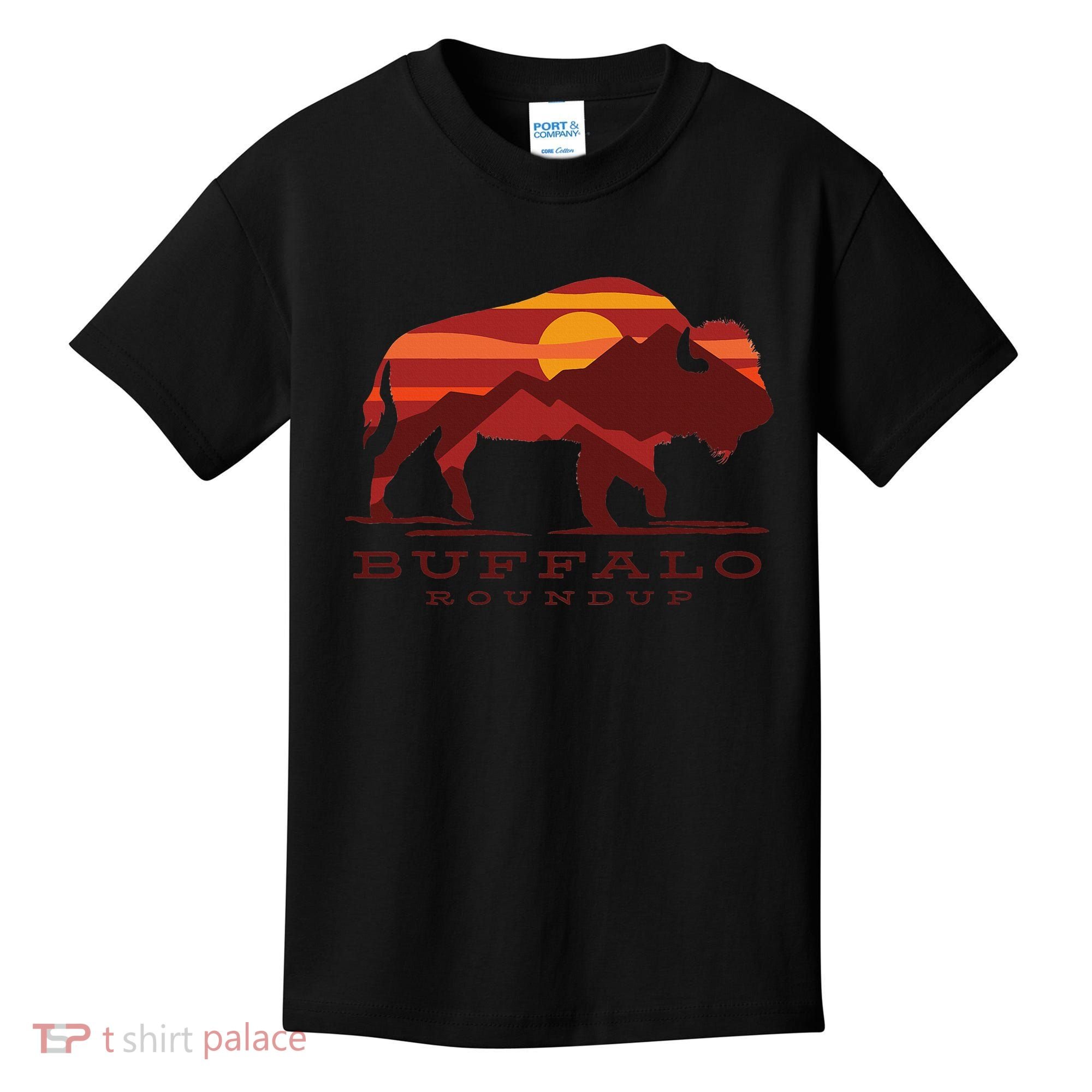 Buffalo Roundup Custer State Park South Dakota Sunset Kids T-Shirt