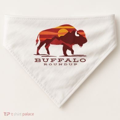Buffalo Roundup Custer State Park South Dakota Sunset USA-Made Doggie Bandana
