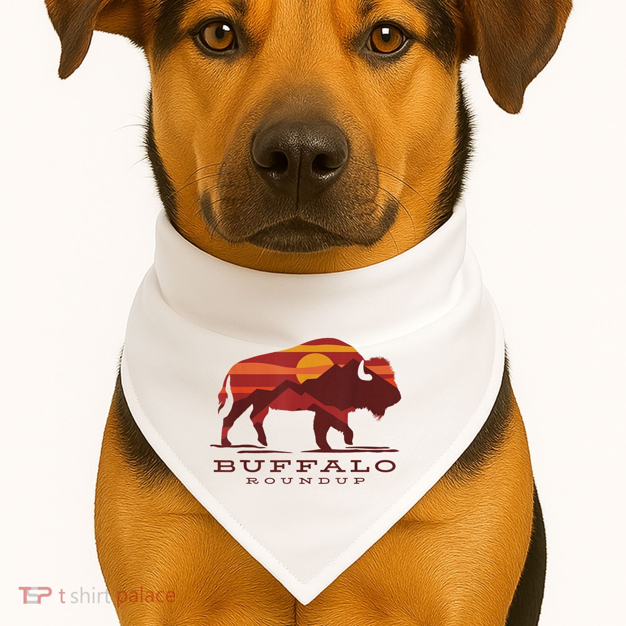 Buffalo Roundup Custer State Park South Dakota Sunset USA-Made Doggie Bandana