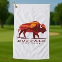 Buffalo Roundup Custer State Park South Dakota Sunset Golf Towel thumb 1