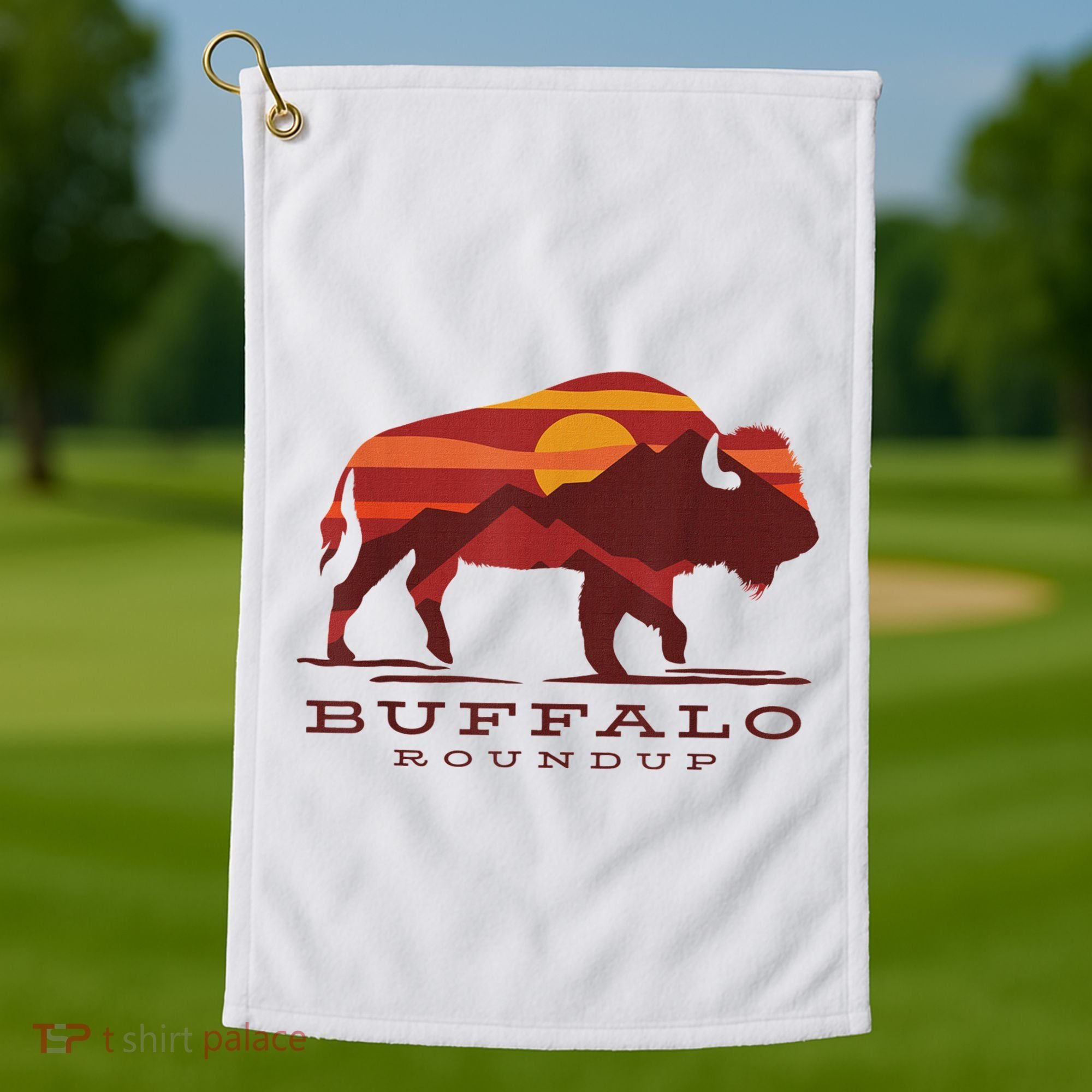 Buffalo Roundup Custer State Park South Dakota Sunset Golf Towel