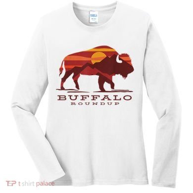 Buffalo Roundup Custer State Park South Dakota Sunset Women's Long Sleeve Shirt