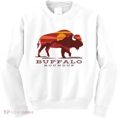 Buffalo Roundup Custer State Park South Dakota Sunset Kids Sweatshirt