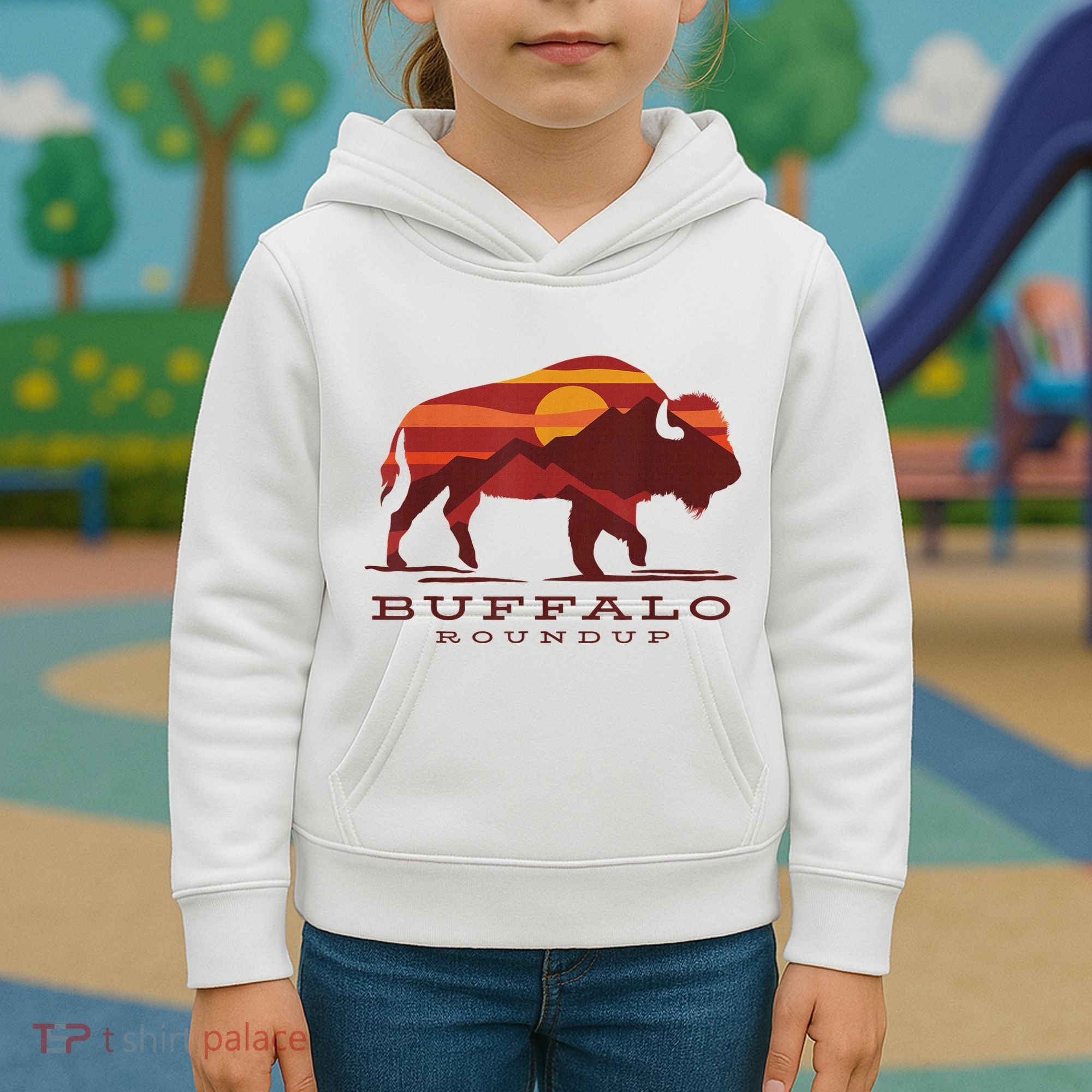 Buffalo Roundup Custer State Park South Dakota Sunset Kids Hoodie