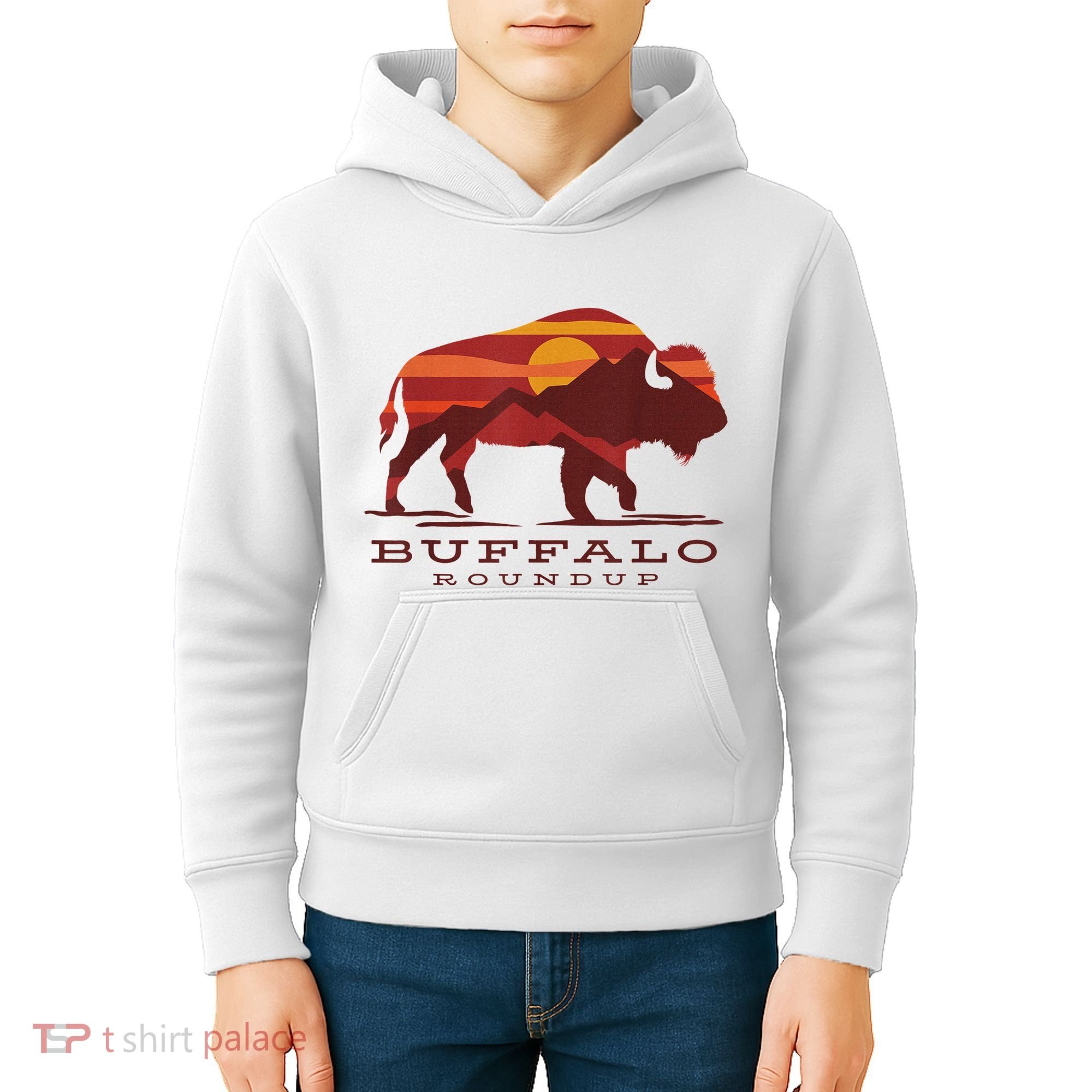 Buffalo Roundup Custer State Park South Dakota Sunset Kids Hoodie