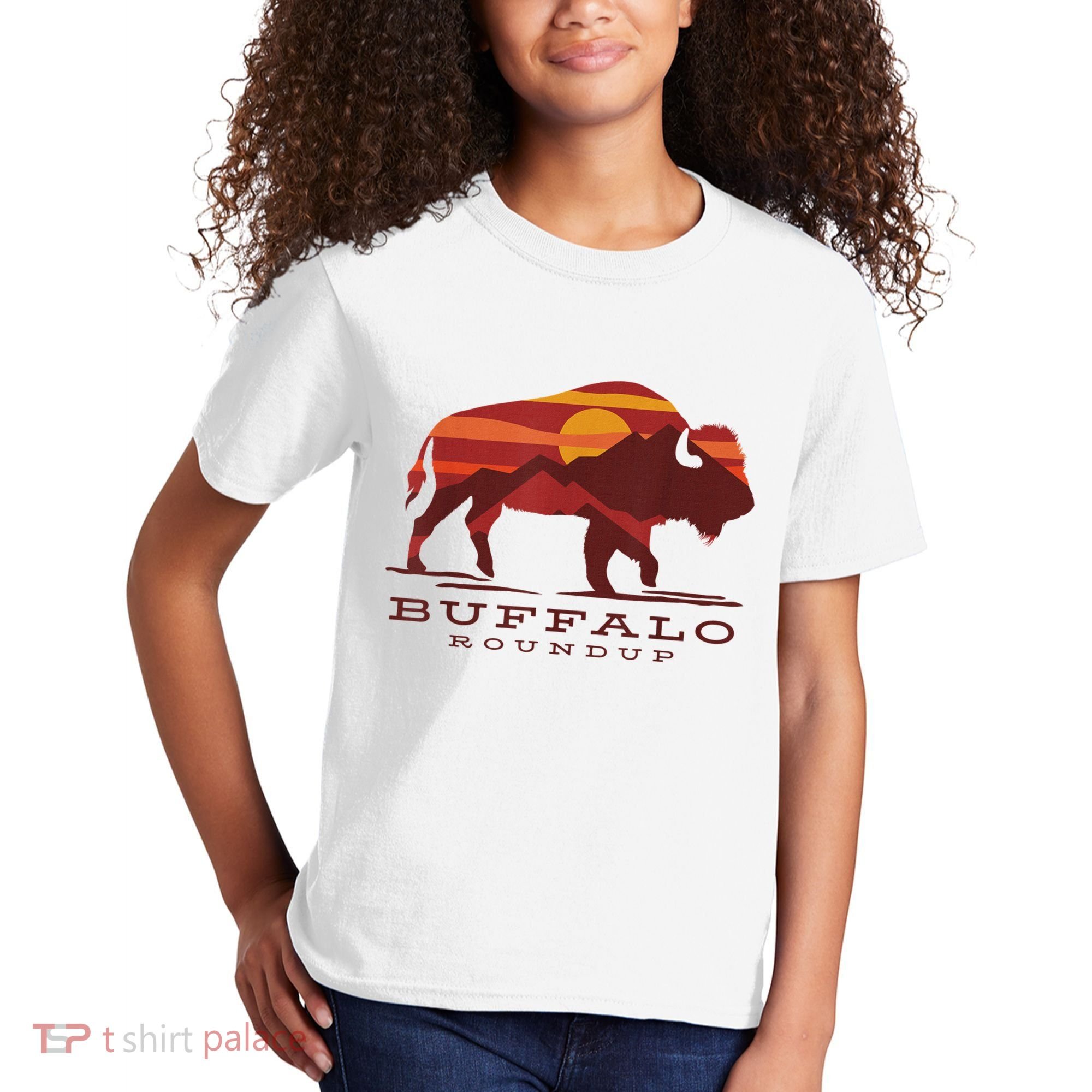 Buffalo Roundup Custer State Park South Dakota Sunset Kids T-Shirt