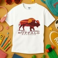 Buffalo Roundup Custer State Park South Dakota Sunset Kids T-Shirt thumb 3