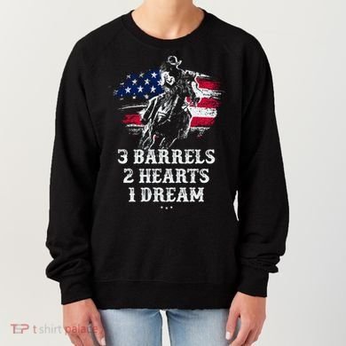 Barrel Racing Cool Gift 3 Barrels 2 Hearts 1 Dream Cool Gift Riding Funny Gift Women's Sweatshirt