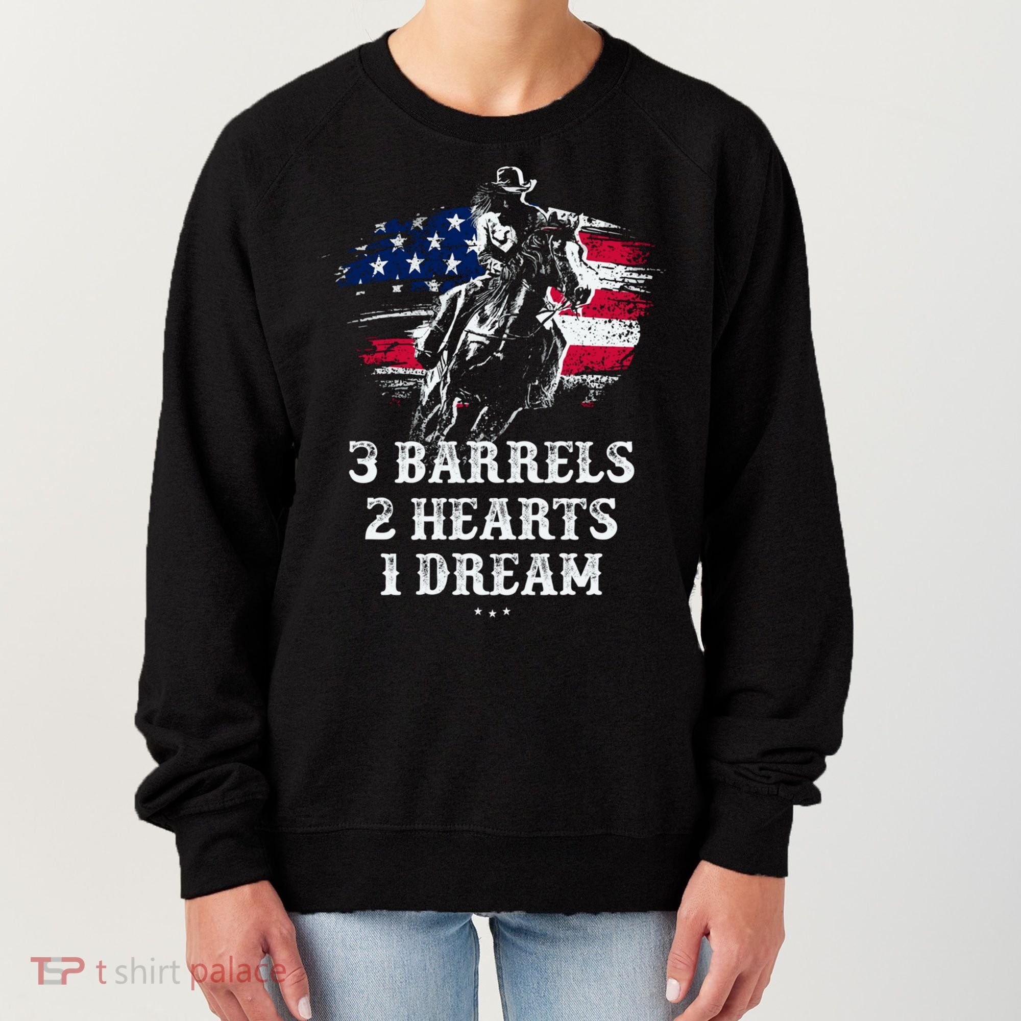 Barrel Racing Cool Gift 3 Barrels 2 Hearts 1 Dream Cool Gift Riding Funny Gift Women's Sweatshirt