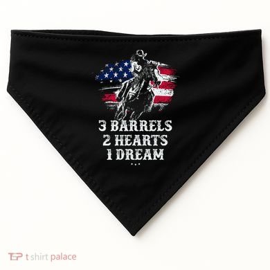 Barrel Racing Cool Gift 3 Barrels 2 Hearts 1 Dream Cool Gift Riding Funny Gift USA-Made Doggie Bandana