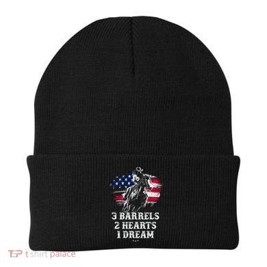 Barrel Racing Cool Gift 3 Barrels 2 Hearts 1 Dream Cool Gift Riding Funny Gift Beanie