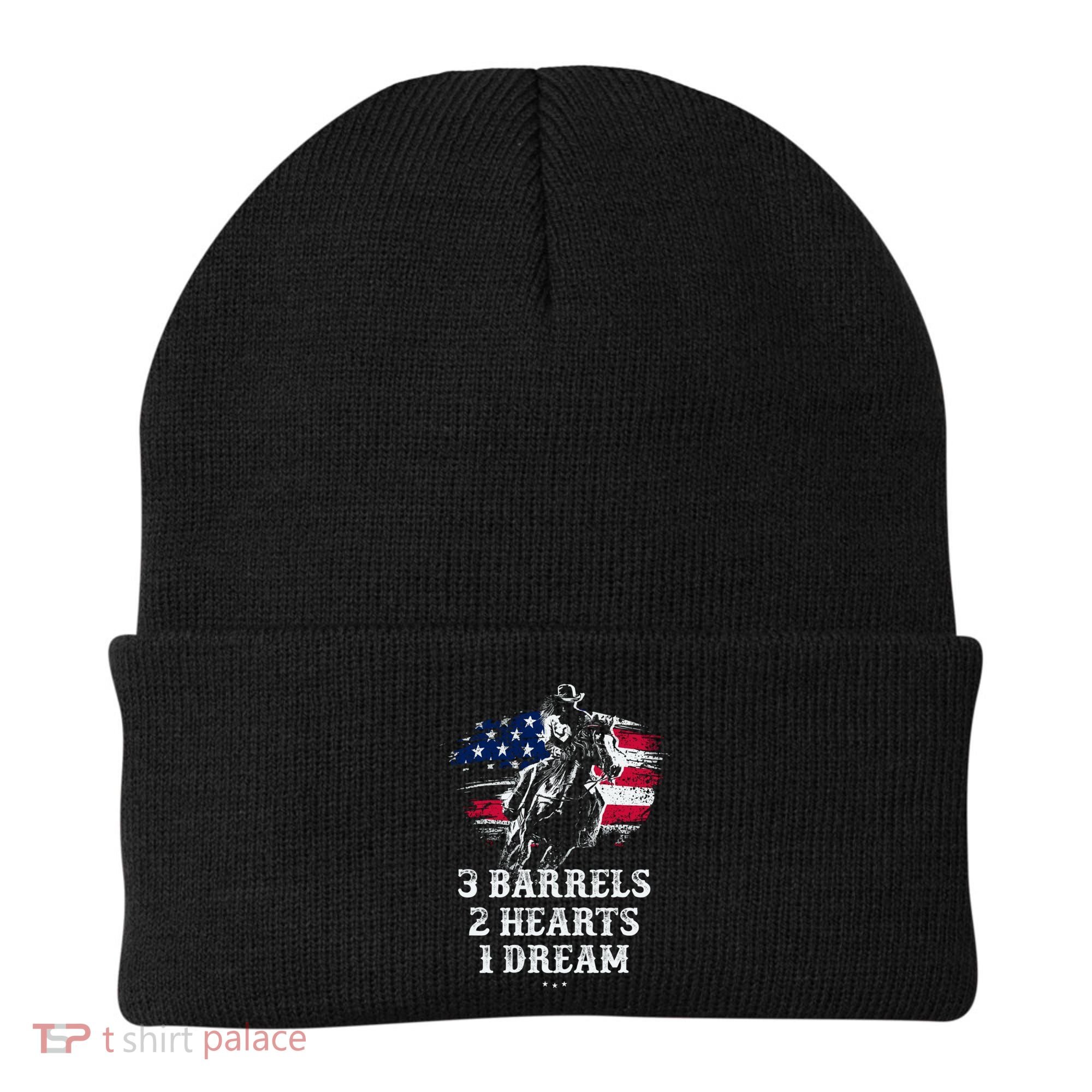 Barrel Racing Cool Gift 3 Barrels 2 Hearts 1 Dream Cool Gift Riding Funny Gift Beanie