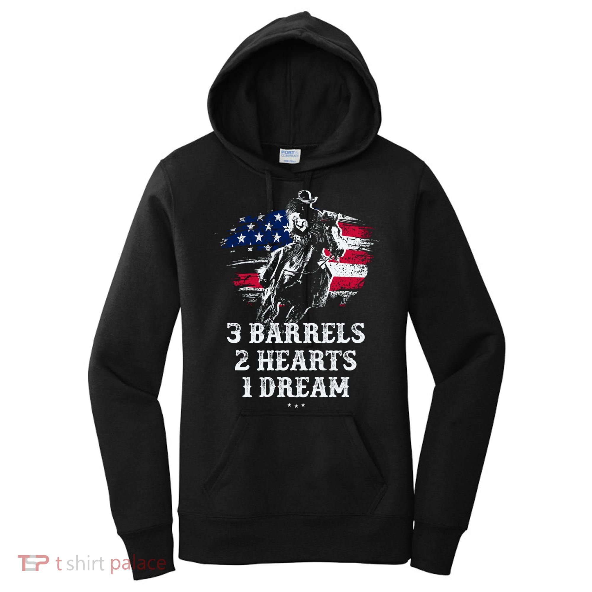 Barrel Racing Cool Gift 3 Barrels 2 Hearts 1 Dream Cool Gift Riding Funny Gift Women's Hoodie