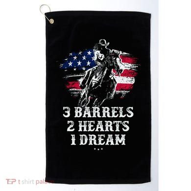 Barrel Racing Cool Gift 3 Barrels 2 Hearts 1 Dream Cool Gift Riding Funny Gift Golf Towel