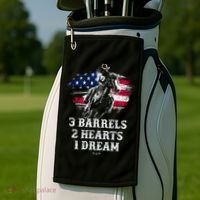 Barrel Racing Cool Gift 3 Barrels 2 Hearts 1 Dream Cool Gift Riding Funny Gift Golf Towel thumb 2