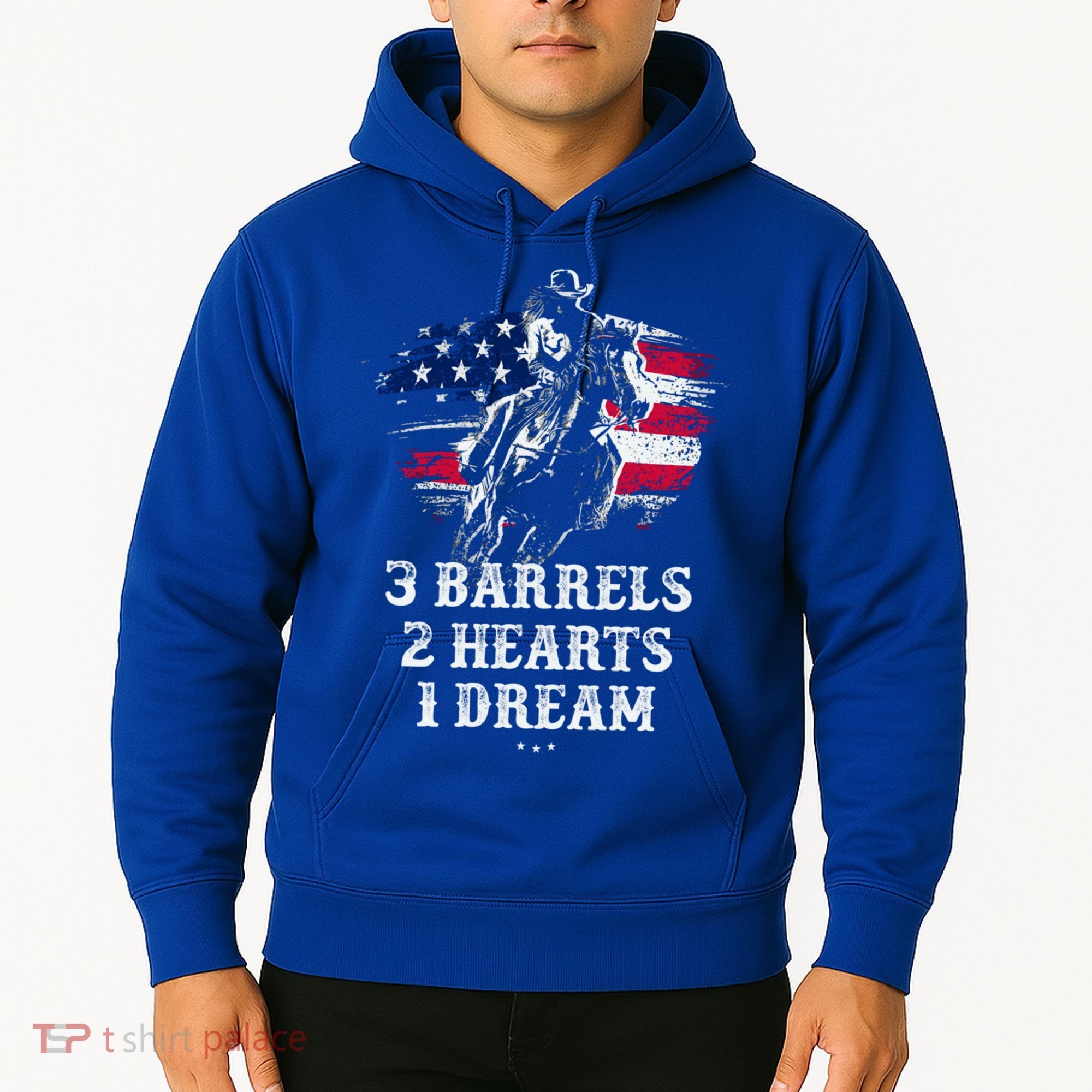Barrel Racing Cool Gift 3 Barrels 2 Hearts 1 Dream Cool Gift Riding Funny Gift Hoodie
