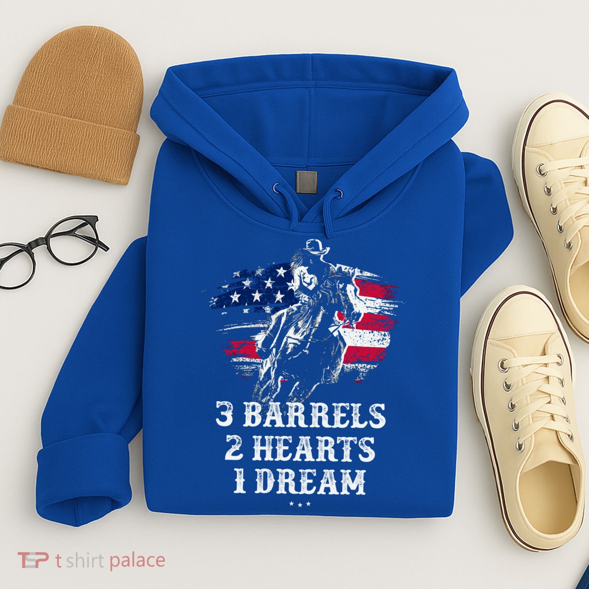 Barrel Racing Cool Gift 3 Barrels 2 Hearts 1 Dream Cool Gift Riding Funny Gift Hoodie