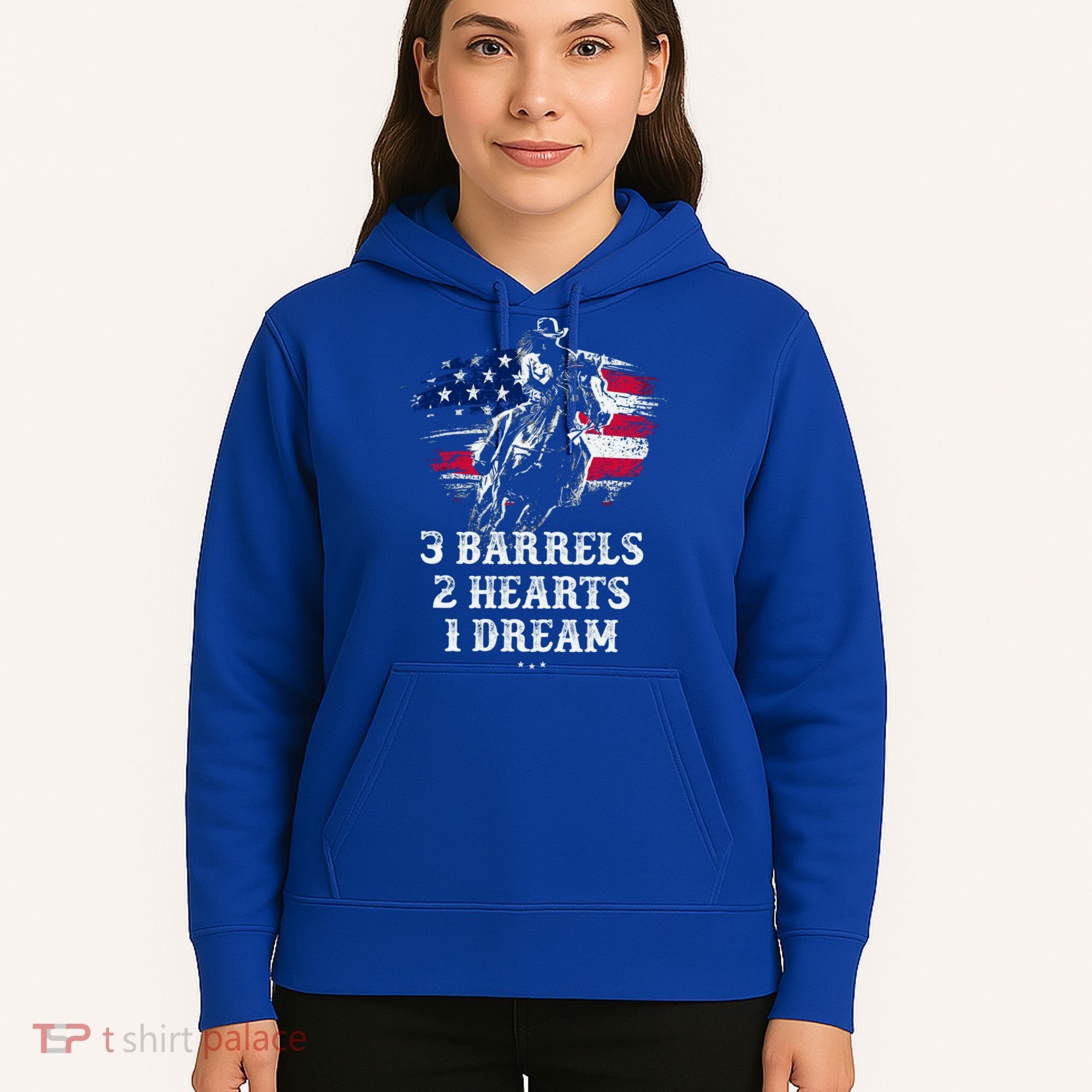 Barrel Racing Cool Gift 3 Barrels 2 Hearts 1 Dream Cool Gift Riding Funny Gift Hoodie