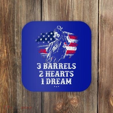 Barrel Racing Cool Gift 3 Barrels 2 Hearts 1 Dream Cool Gift Riding Funny Gift Coaster