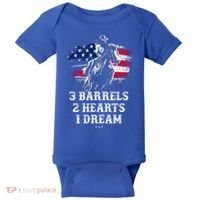 Barrel Racing Cool Gift 3 Barrels 2 Hearts 1 Dream Cool Gift Riding Funny Gift Baby Bodysuit thumb 0