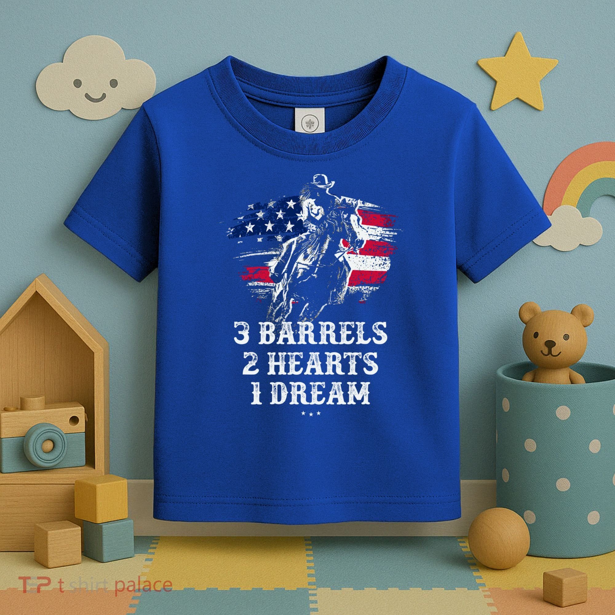 Barrel Racing Cool Gift 3 Barrels 2 Hearts 1 Dream Cool Gift Riding Funny Gift Toddler T-Shirt