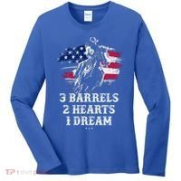 Barrel Racing Cool Gift 3 Barrels 2 Hearts 1 Dream Cool Gift Riding Funny Gift Women's Long Sleeve Shirt thumb 0