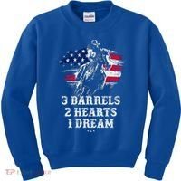 Barrel Racing Cool Gift 3 Barrels 2 Hearts 1 Dream Cool Gift Riding Funny Gift Kids Sweatshirt thumb 0