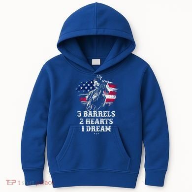 Barrel Racing Cool Gift 3 Barrels 2 Hearts 1 Dream Cool Gift Riding Funny Gift Kids Hoodie