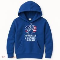 Barrel Racing Cool Gift 3 Barrels 2 Hearts 1 Dream Cool Gift Riding Funny Gift Kids Hoodie thumb 0