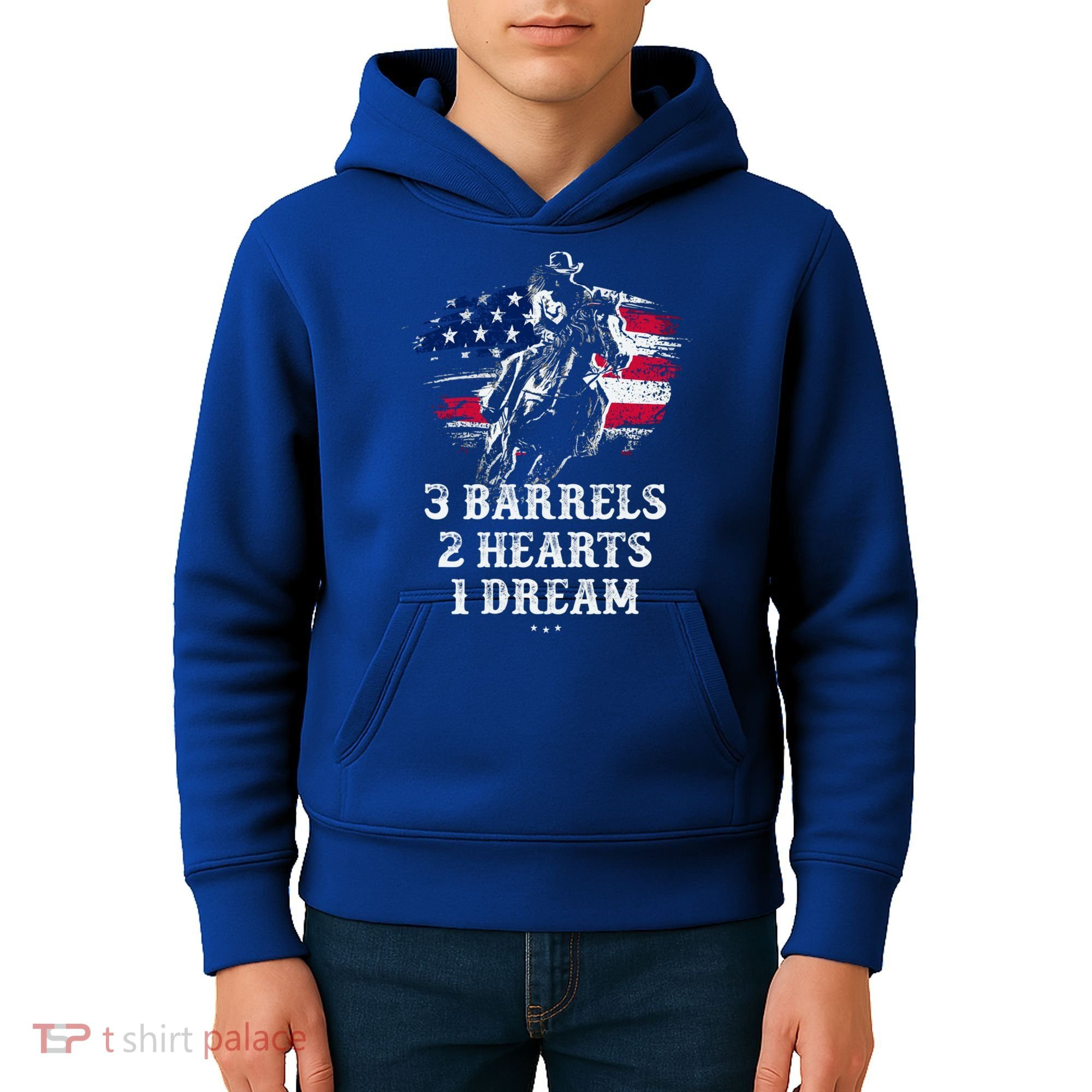 Barrel Racing Cool Gift 3 Barrels 2 Hearts 1 Dream Cool Gift Riding Funny Gift Kids Hoodie