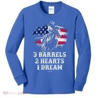 Barrel Racing Cool Gift 3 Barrels 2 Hearts 1 Dream Cool Gift Riding Funny Gift Kids Long Sleeve Shirt thumb 0