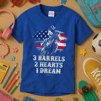 Barrel Racing Cool Gift 3 Barrels 2 Hearts 1 Dream Cool Gift Riding Funny Gift Kids T-Shirt thumb 3